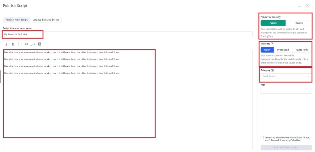 How to publish an indicator on TradingView?